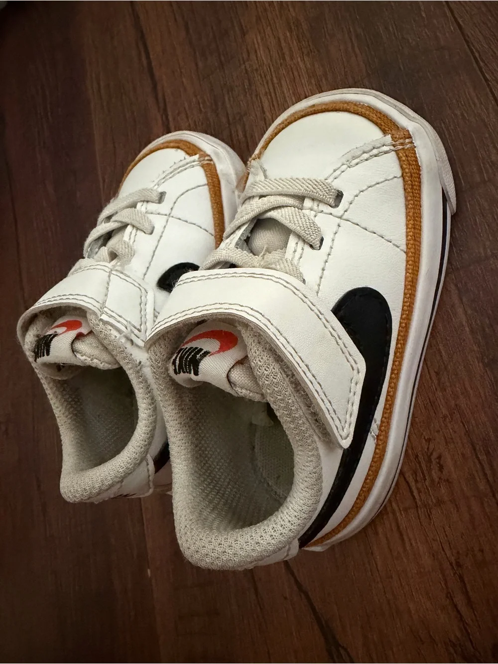 Nike Baby White and Black Velcro Sneakers